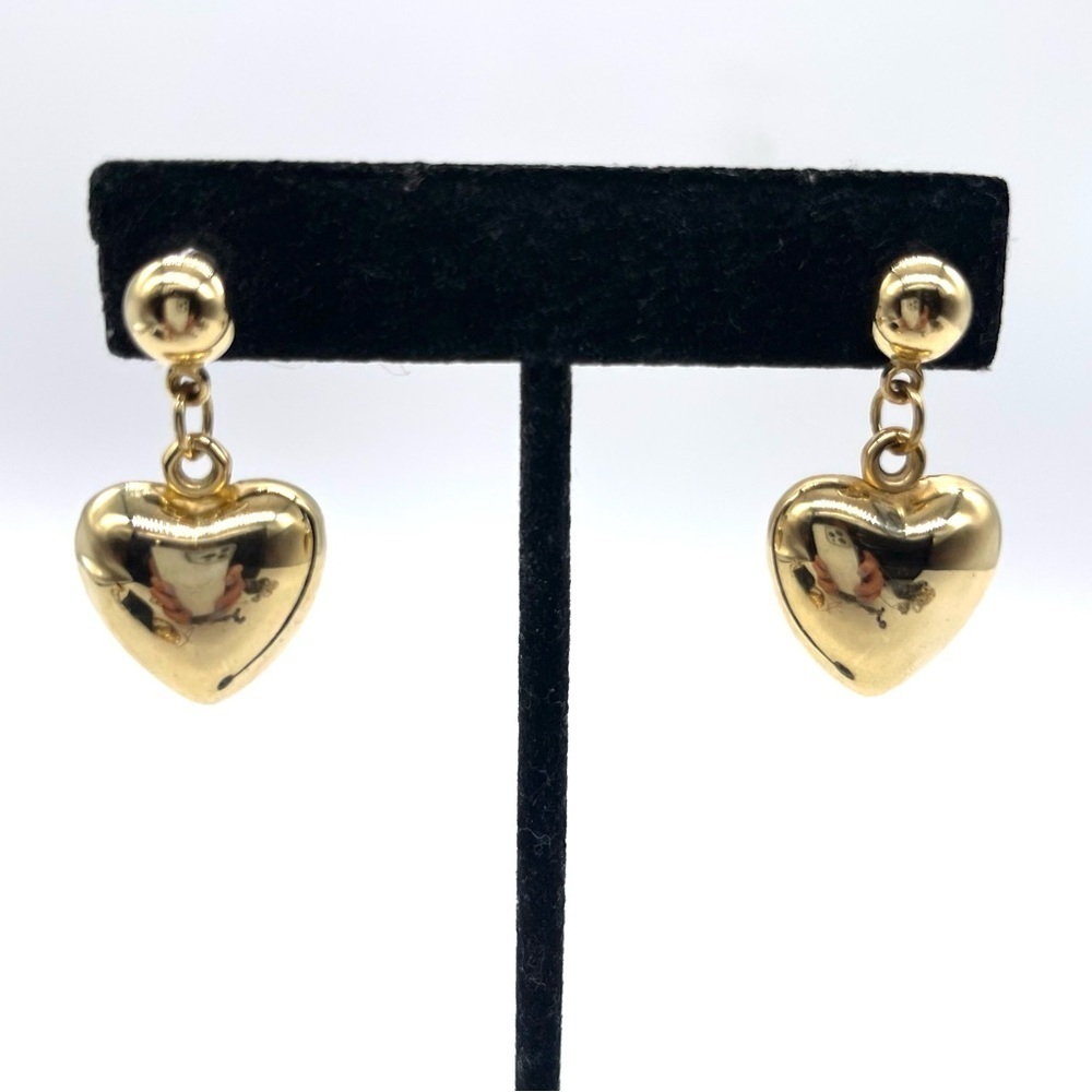 44mm Gold Tone Heart Dangle Post Earrings